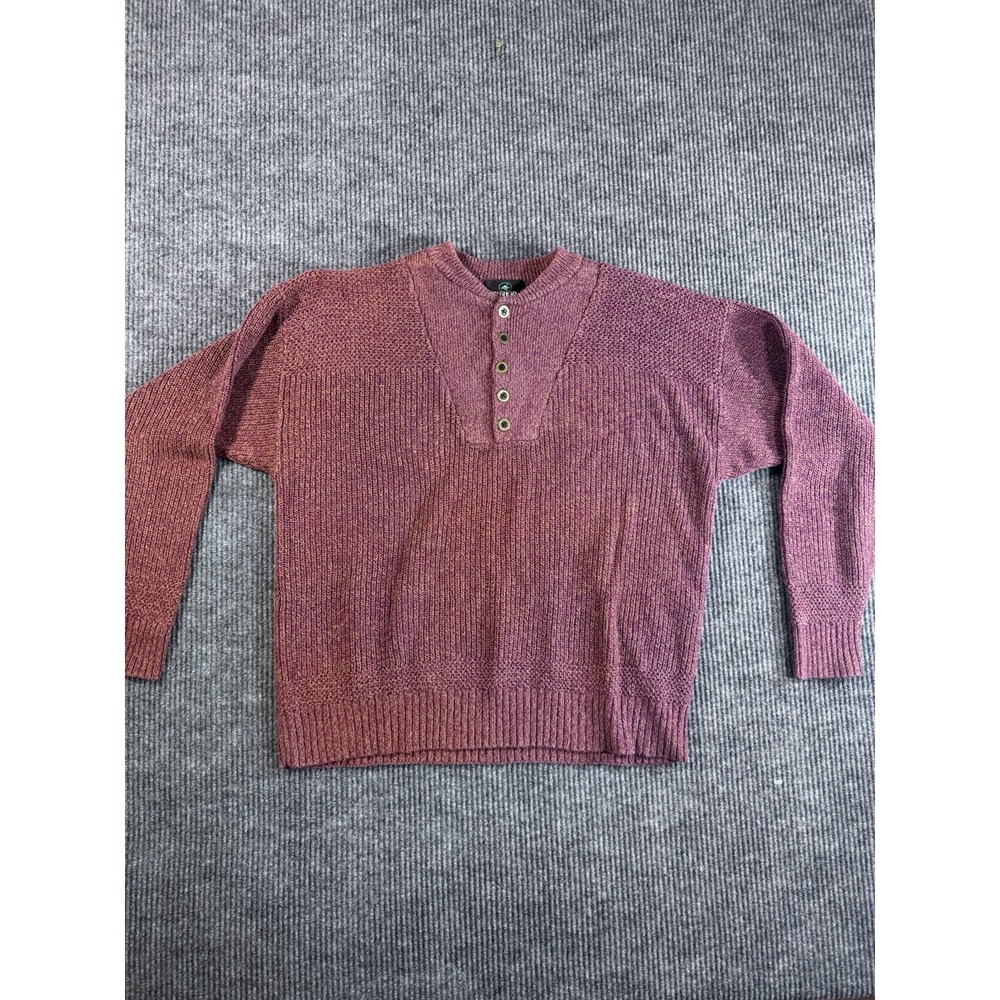 RedHead XL Maroon Knit Cotton vintage Pullover‎ Sweater Mock Neck Button Accent